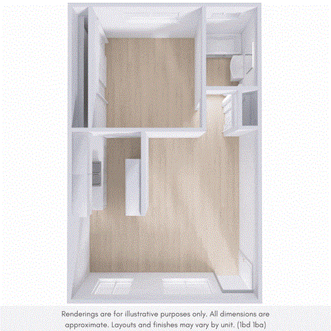 Floor plan for 1 bed, 1 bath, 850 sqft
